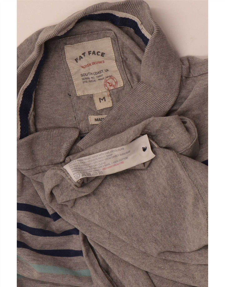 Tricou polo pentru bărbați Fat Face, bumbac cu dungi gri mediu