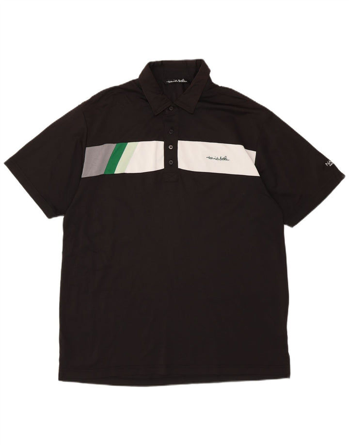 TRAVIS MATHEW Tricou polo cu grafică pentru bărbați, XL, poliester color bloc negru