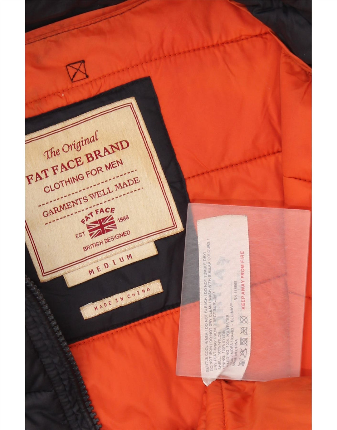 Jachetă căptușită pentru bărbați FAT FACE UK 38 Mediu Nailon bleumarin