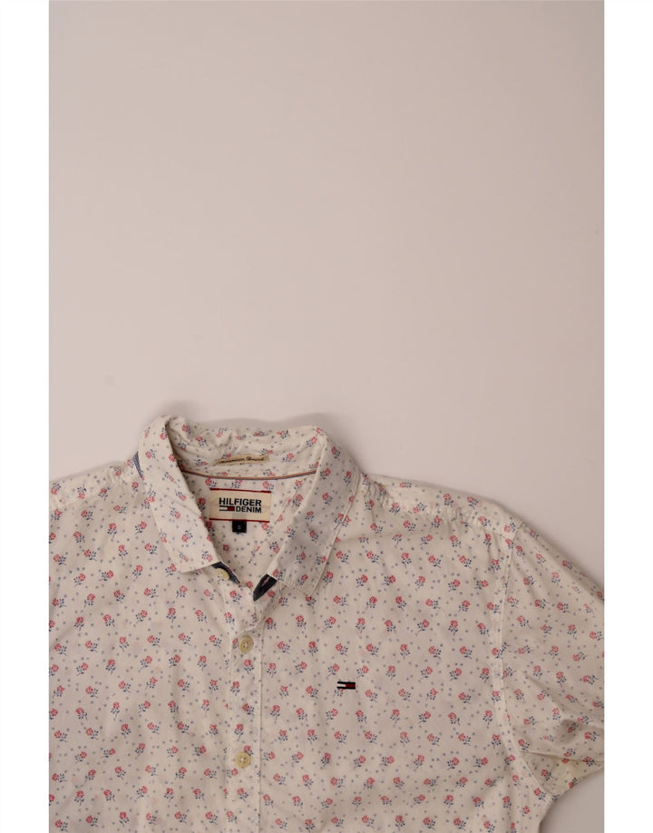 TOMMY HILFIGER Mens Shirt Small White Floral Vintage Tommy Hilfiger and Second-Hand Tommy Hilfiger from Messina Hembry 