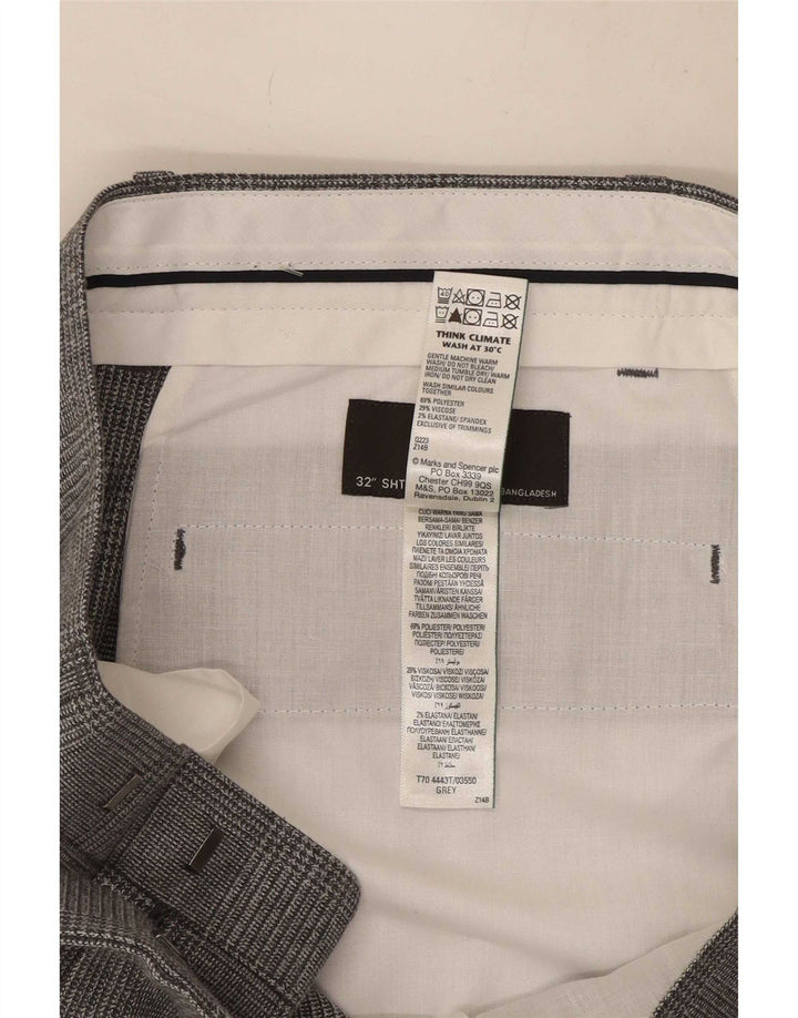 Pantaloni de costum obișnuiți pentru bărbați Marks & Spencer L32 L29 Gri Houndstooth