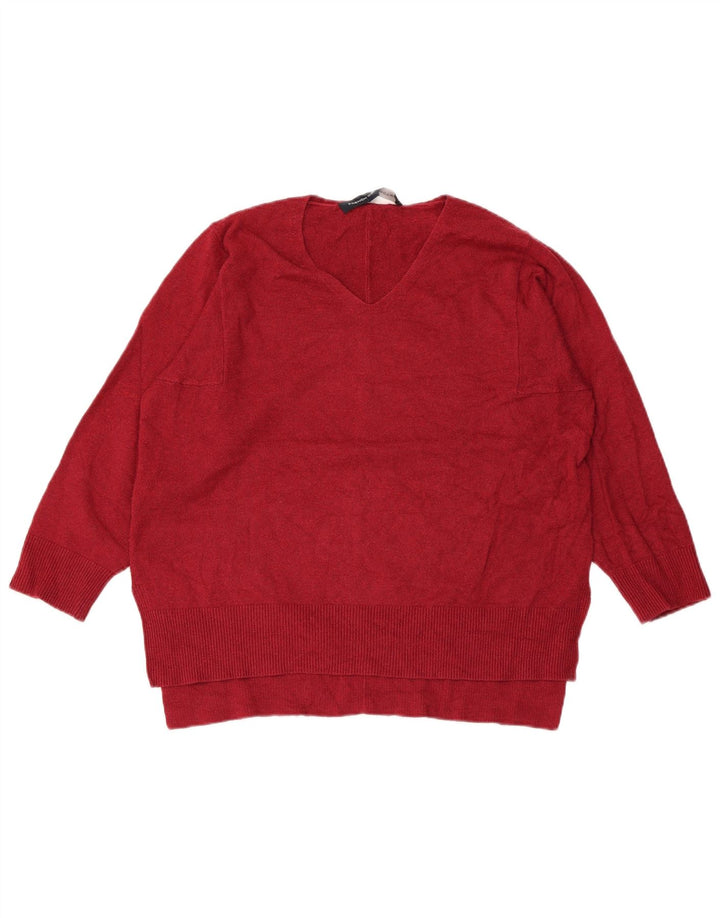 FRENCH CONNECTION Pulover cu decolteu în V pentru femei UK 10 Burgundy mic