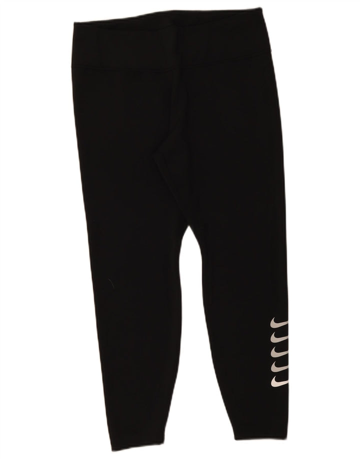 Leggings crop grafic Nike Dri Fit pentru femei UK 14 Poliester negru mare