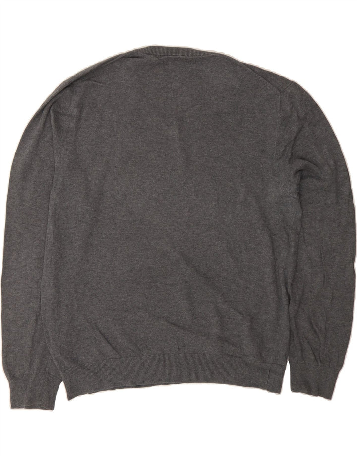 IZOD Mens V-Neck Jumper Sweater Large Grey Cotton Vintage Izod and Second-Hand Izod from Messina Hembry 
