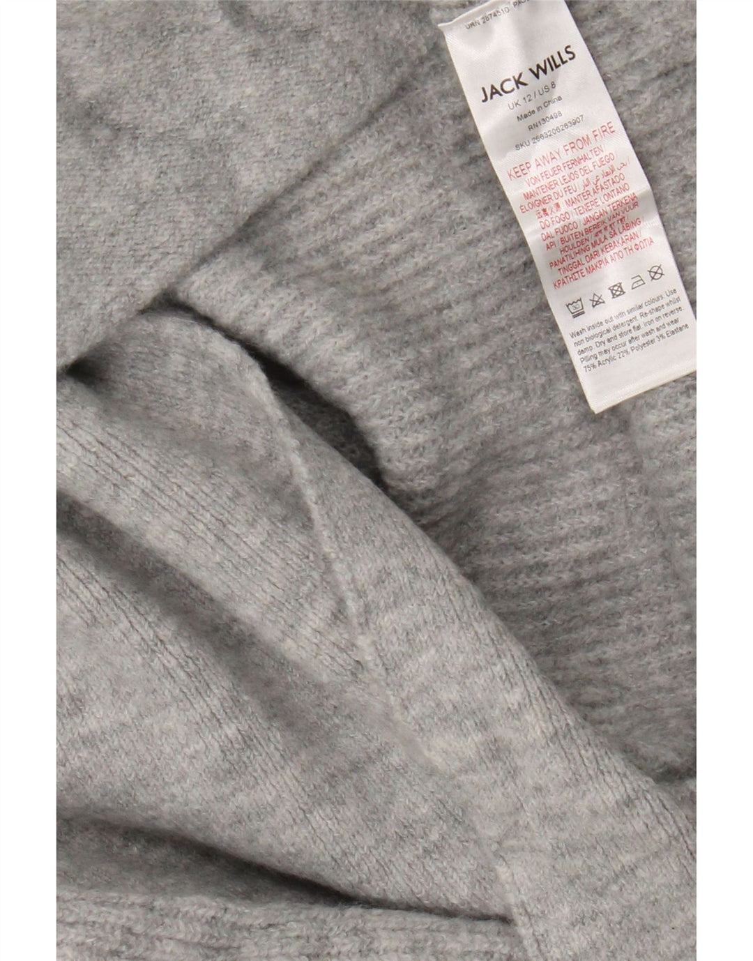 Pulover cardigan cu paragate supradimensionat Jack Wills pentru femei UK 12, gri mediu