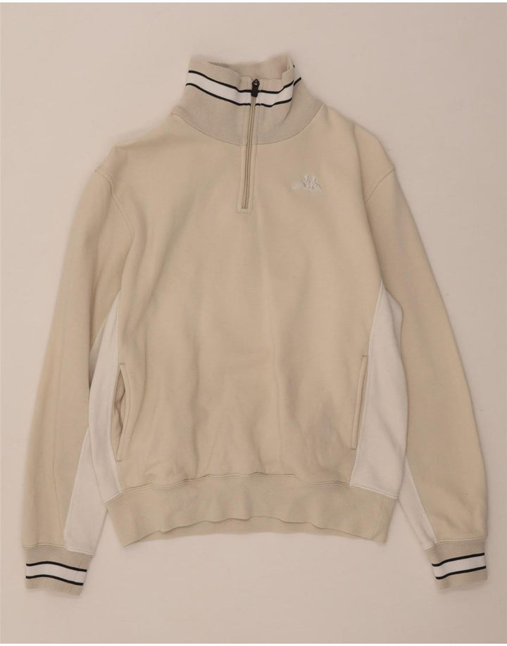 Pulover pentru femei Kappa, cu fermoar, cu gât, UK 14 Medium Bej Colorblock