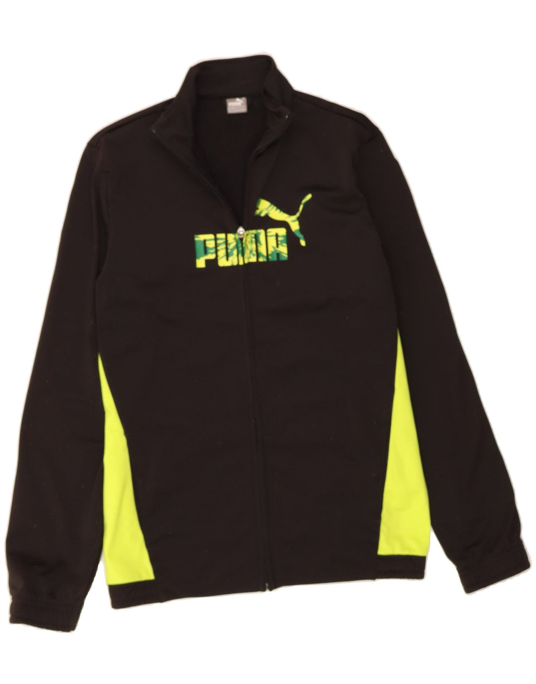 PUMA Boys Graphic Tracksuit Top Jacket 15-16 Years Black Colourblock Vintage Puma and Second-Hand Puma from Messina Hembry 