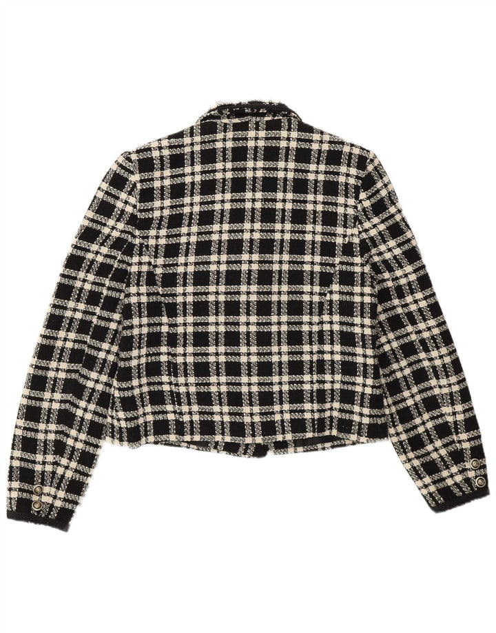 Jachetă pentru femei Yessica cu piept dublu EU 40 Lână cu carouri neagră medie