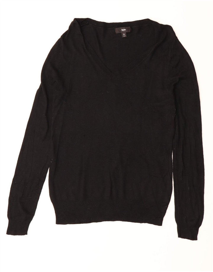 MOSSIMO Womens V-Neck Jumper Sweater UK 18 XL Black Nylon Vintage Mossimo and Second-Hand Mossimo from Messina Hembry 