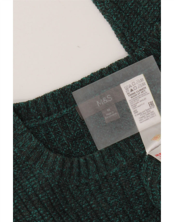 Pulover pentru bărbați Marks & Spencer, cu gât roșu, acrilic cu pături verde mediu
