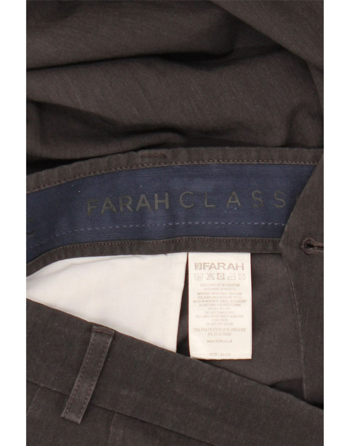 Farah Pantaloni de costum clasici slim pentru bărbați L44 L33 poliester gri