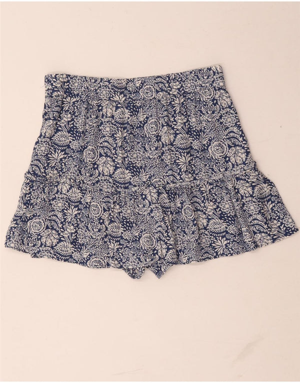 Pantaloni scurți Zara femei cu talie înaltă, mediu W28, albastru, floral