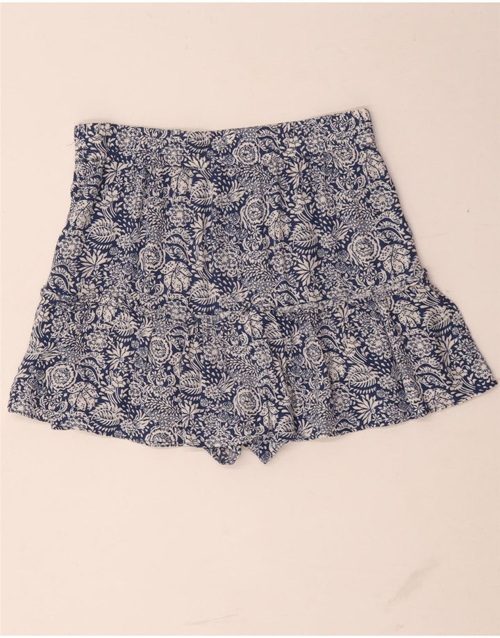 Pantaloni scurți Zara femei cu talie înaltă, mediu W28, albastru, floral