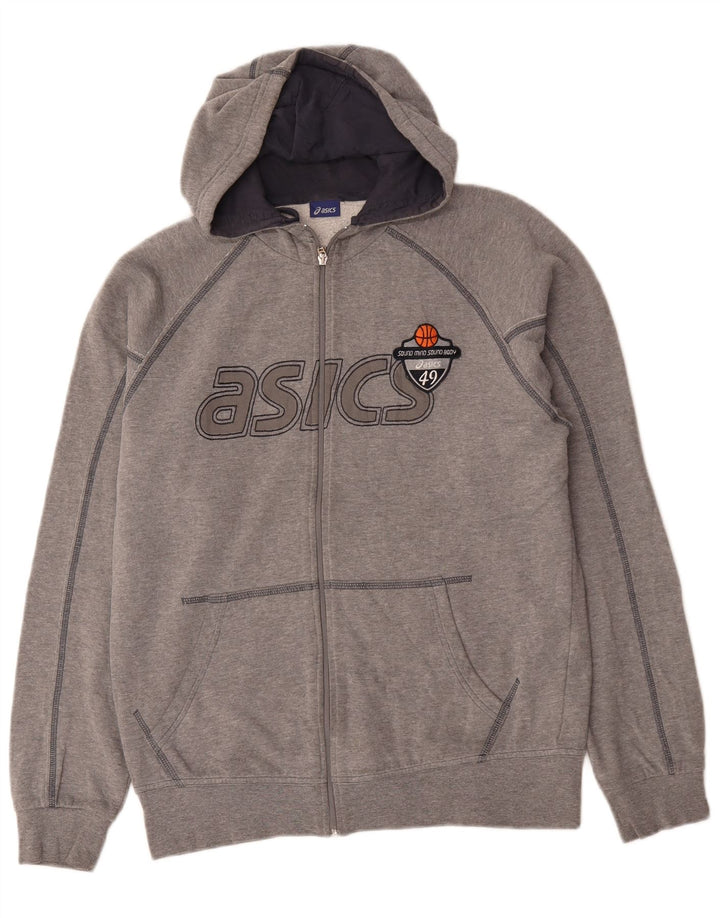 Pulover Asics pentru bărbați, cu fermoar și grafic, bumbac mare, gri