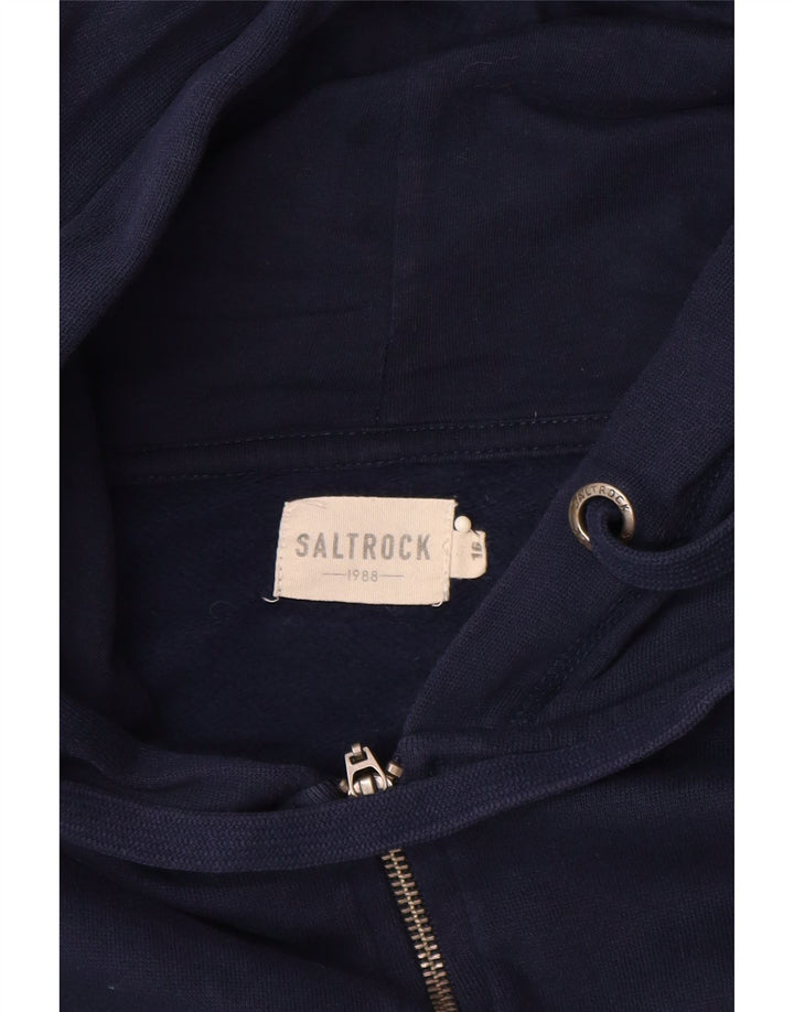 SALTROCK Pulover supradimensionat cu capota cu fermoar grafic pentru femei UK 16 Mare bleumarin