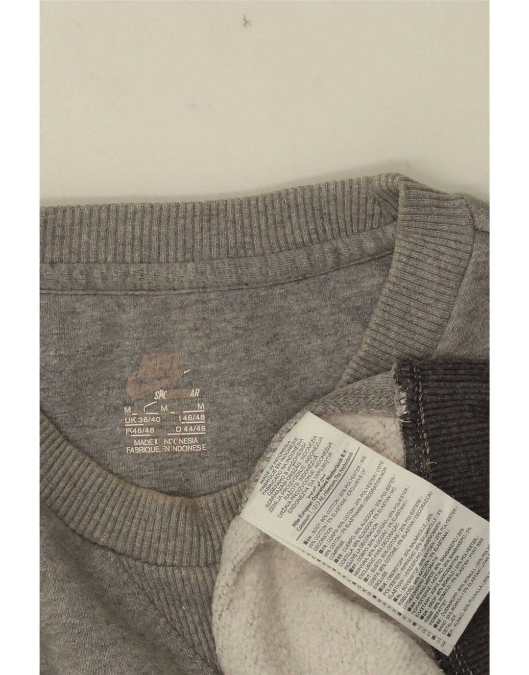 Pulover Nike pentru bărbați, Marea Britanie 38/40, bumbac cu pete gri mediu