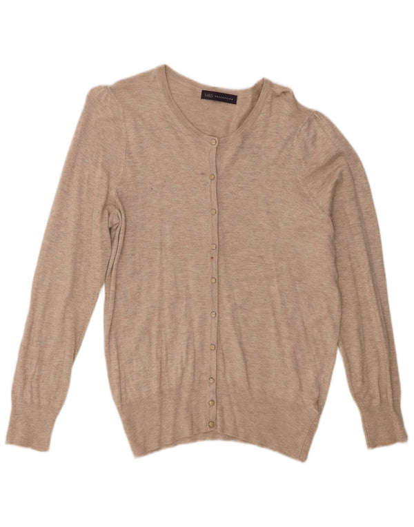 Pulover cardigan pentru femei Marks & Spencer UK 14 Medium Bej Viscoză cu pete