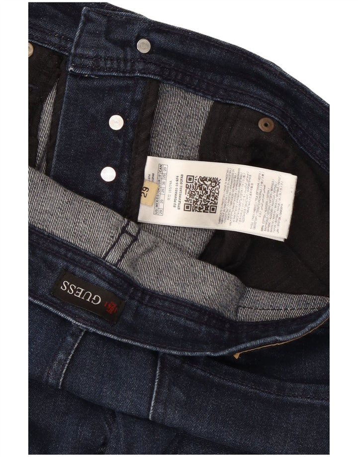 Blugi slim pentru bărbați GUESS W29 L28 bumbac bleumarin