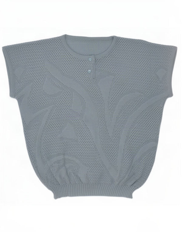 Pulover Vintage pentru femei See Through Crew Deck Pulover UK 14 Medium Blue