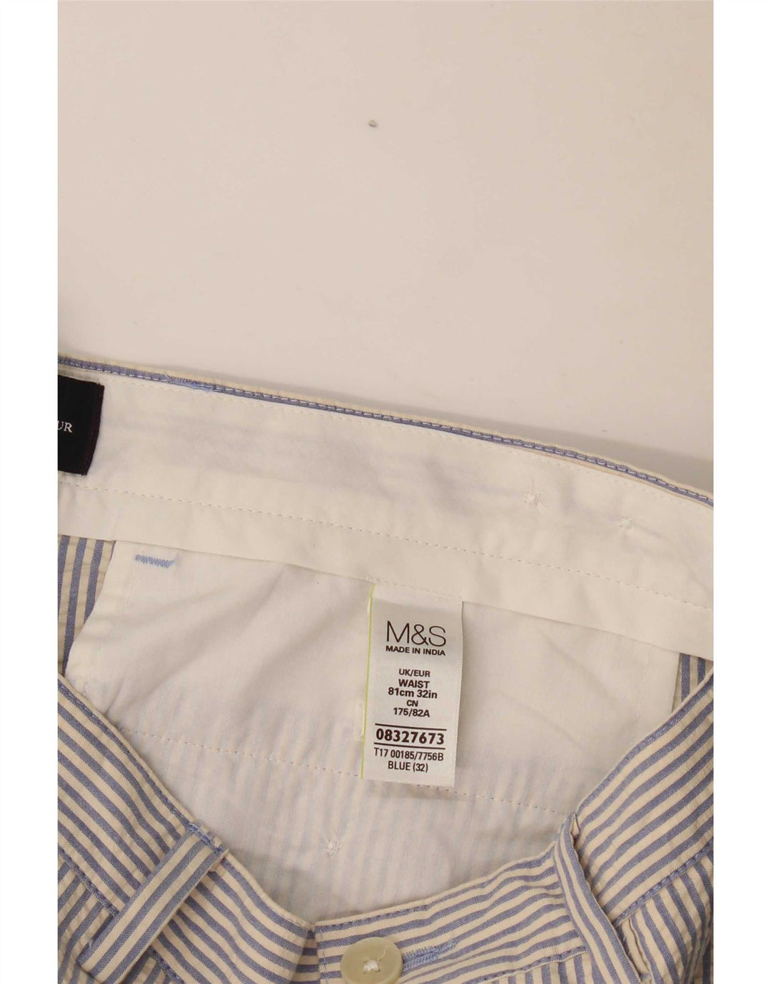 Pantaloni scurți chino pentru bărbați Marks & Spencer W32, bumbac cu dungi albastre medii