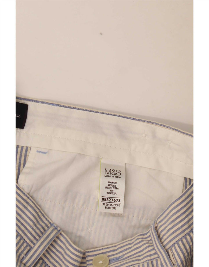 Pantaloni scurți chino pentru bărbați Marks & Spencer W32, bumbac cu dungi albastre medii