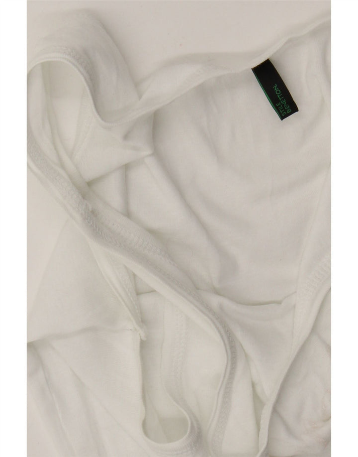 Benetton Femei Graphic Vest Top UK 6 XS Alb