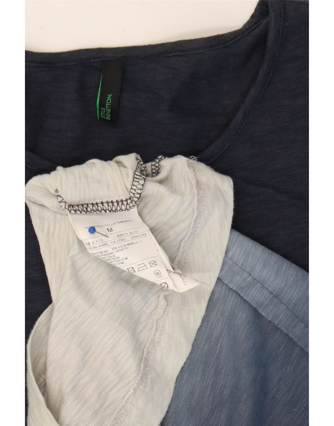 BENETTON Tricou Bărbați Top Mediu Bleumarin Bumbac Colorblock