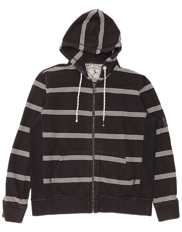 Murphy & Nye Pulover cu glugă cu fermoar grafic pentru bărbați XL bumbac cu dungi negre
