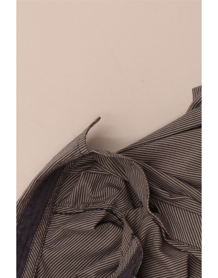 WRANGLER Mens Greensboro Shirt Large Grey Striped Cotton