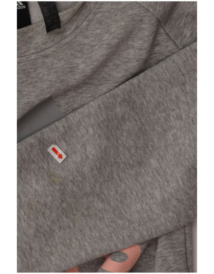 ADIDAS Pulover cu grafic pentru femei UK 14/16 Mare bumbac gri