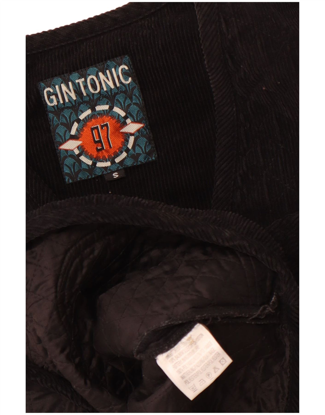 Gilet pentru bărbați din velur matlasat GIN TONIC UK 36 Bumbac negru mic