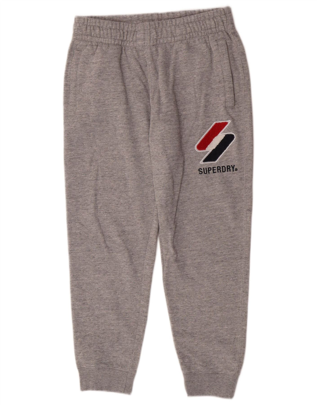 Pantaloni de antrenament grafic pentru bărbați Superdry Pantaloni de jogging, gri mediu pete