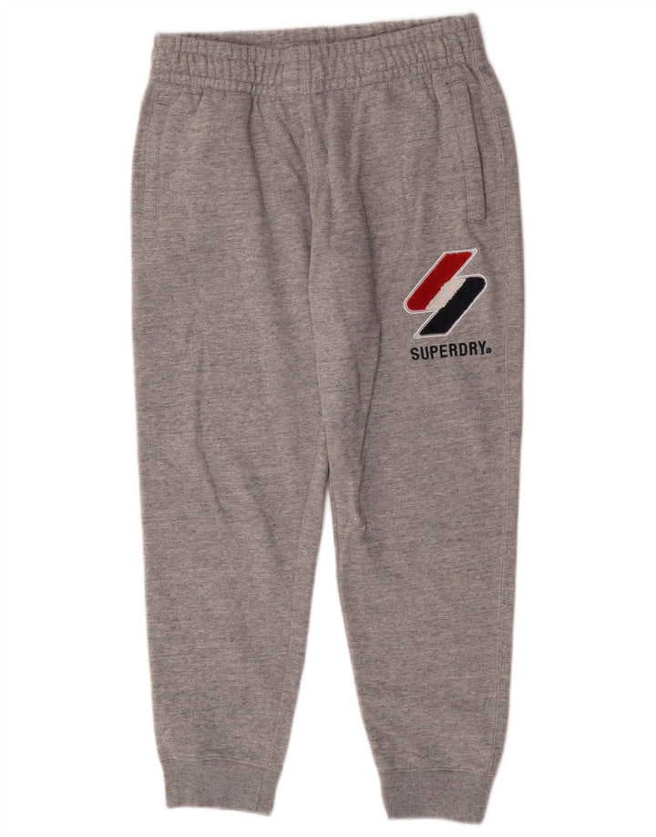 Pantaloni de antrenament grafic pentru bărbați Superdry Pantaloni de jogging, gri mediu pete