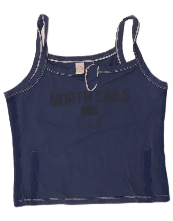 North Sails Womens Graphic Cami Top UK 14 Large Bleumarin Bumbac