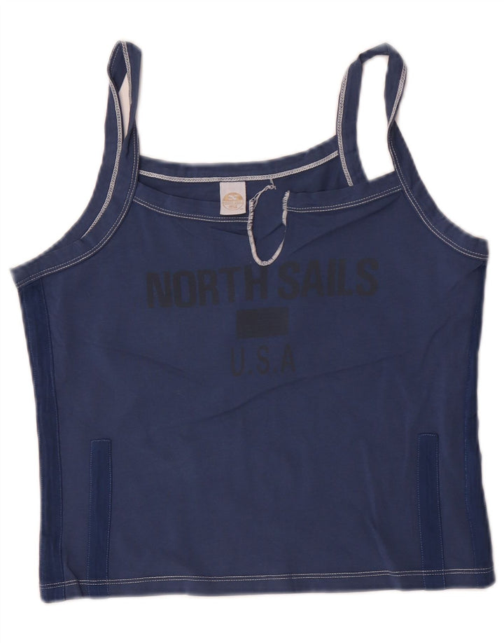 North Sails Womens Graphic Cami Top UK 14 Large Bleumarin Bumbac