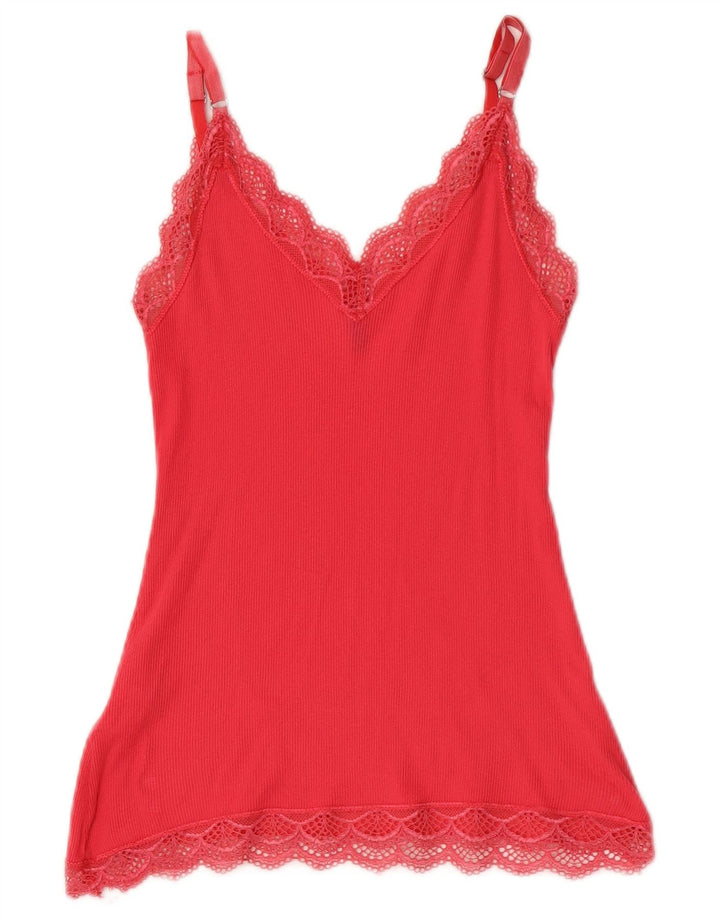 Benetton Womens Cami Top UK 8 Small Pink Bumbac
