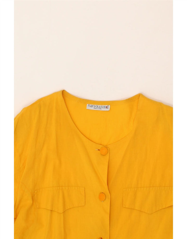 VINTAGE Womens Short Sleeve Shirt Blouse UK 12 Medium Yellow Vintage Vintage and Second-Hand Vintage from Messina Hembry 