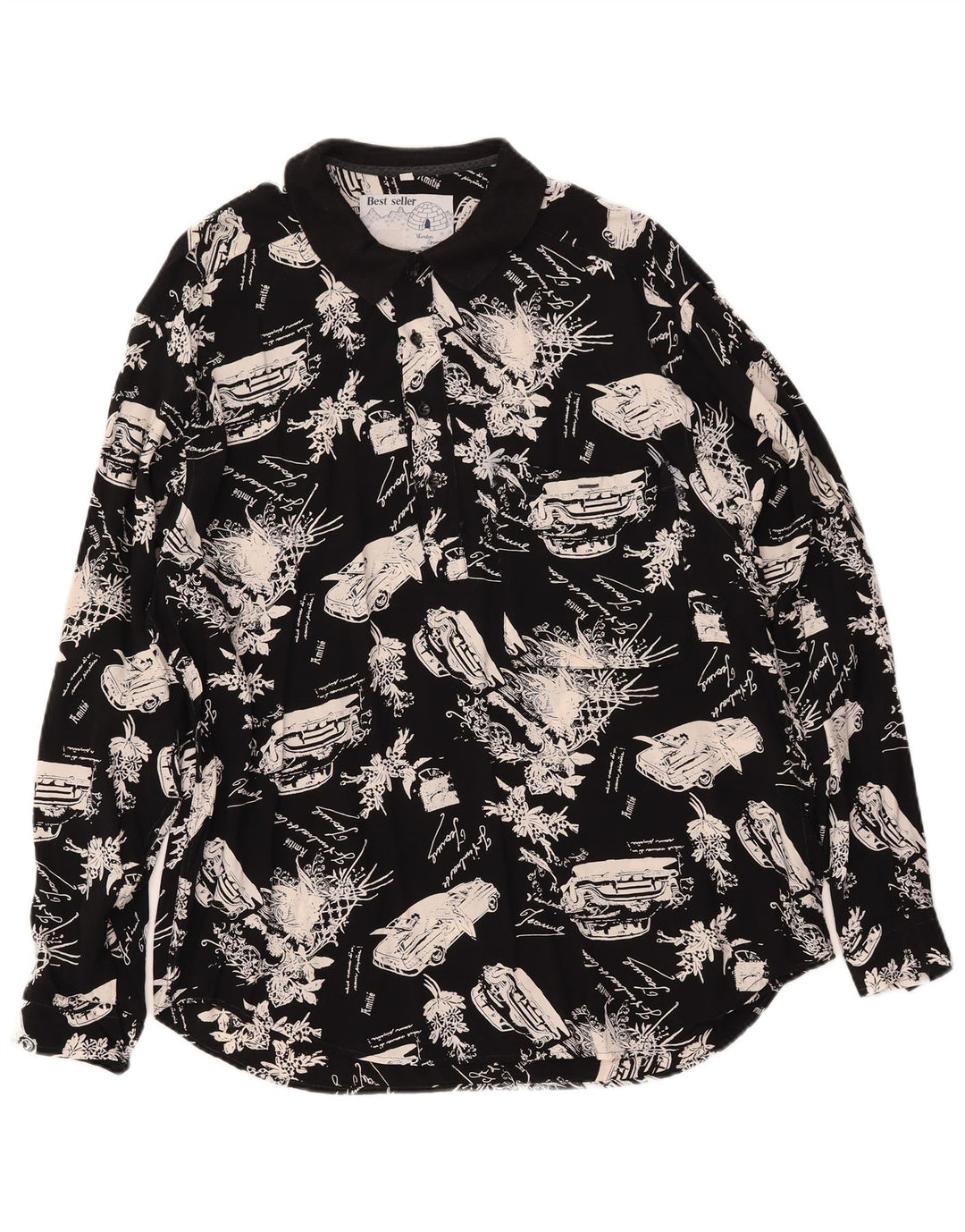 Cămașă cu grafică pentru bărbați VINTAGE, negru mediu