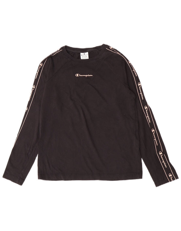 Top cu grafic pentru femei Champion cu mânecă lungă UK 12 Medium Black