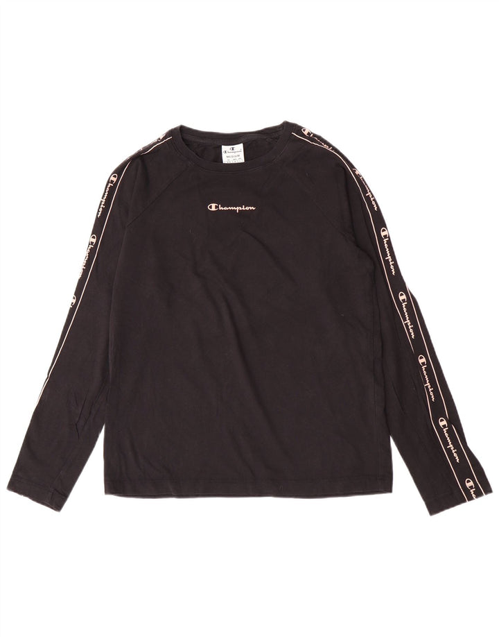 Top cu grafic pentru femei Champion cu mânecă lungă UK 12 Medium Black