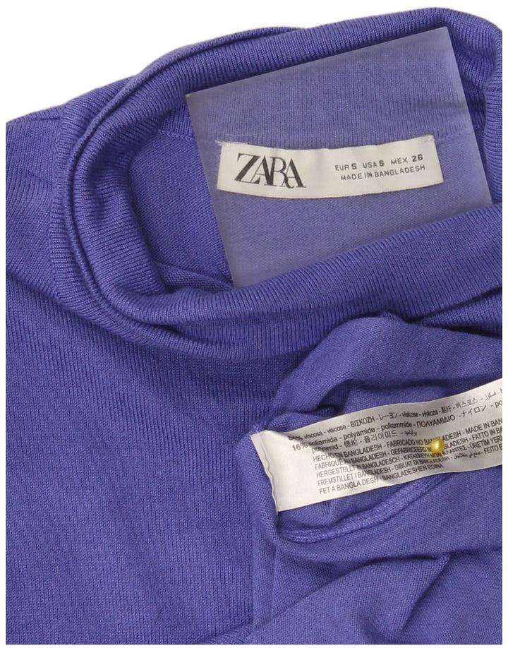 Top femeie Zara cu mânecă lungă UK 8 mic violet viscoză