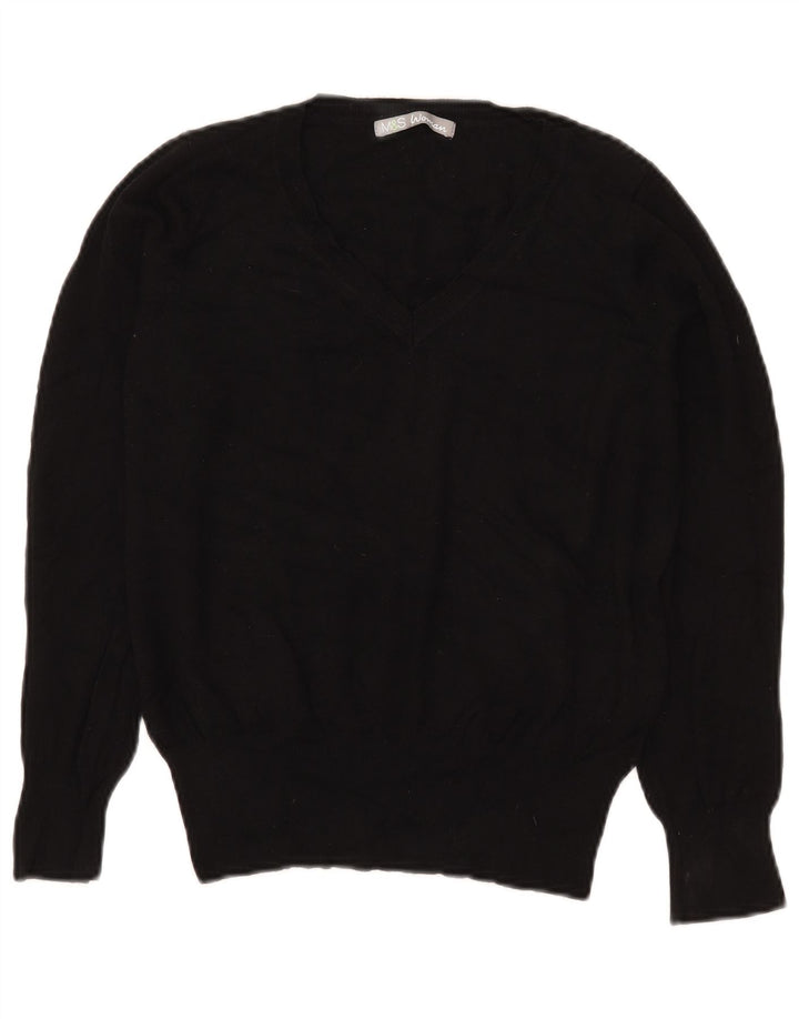 Pulover cu decolteu în V pentru femei Marks & Spencer, UK 12 Medium Negru