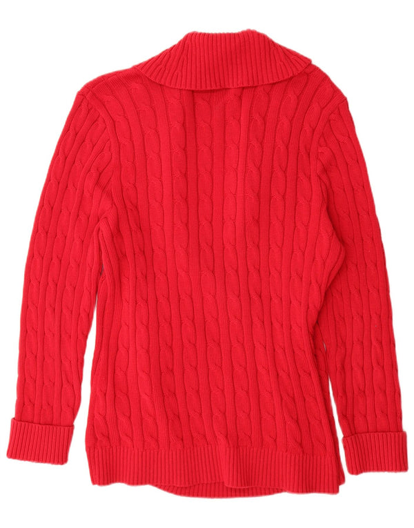 Pulover cardigan pentru femei Ralph Lauren UK 18 XL bumbac roșu