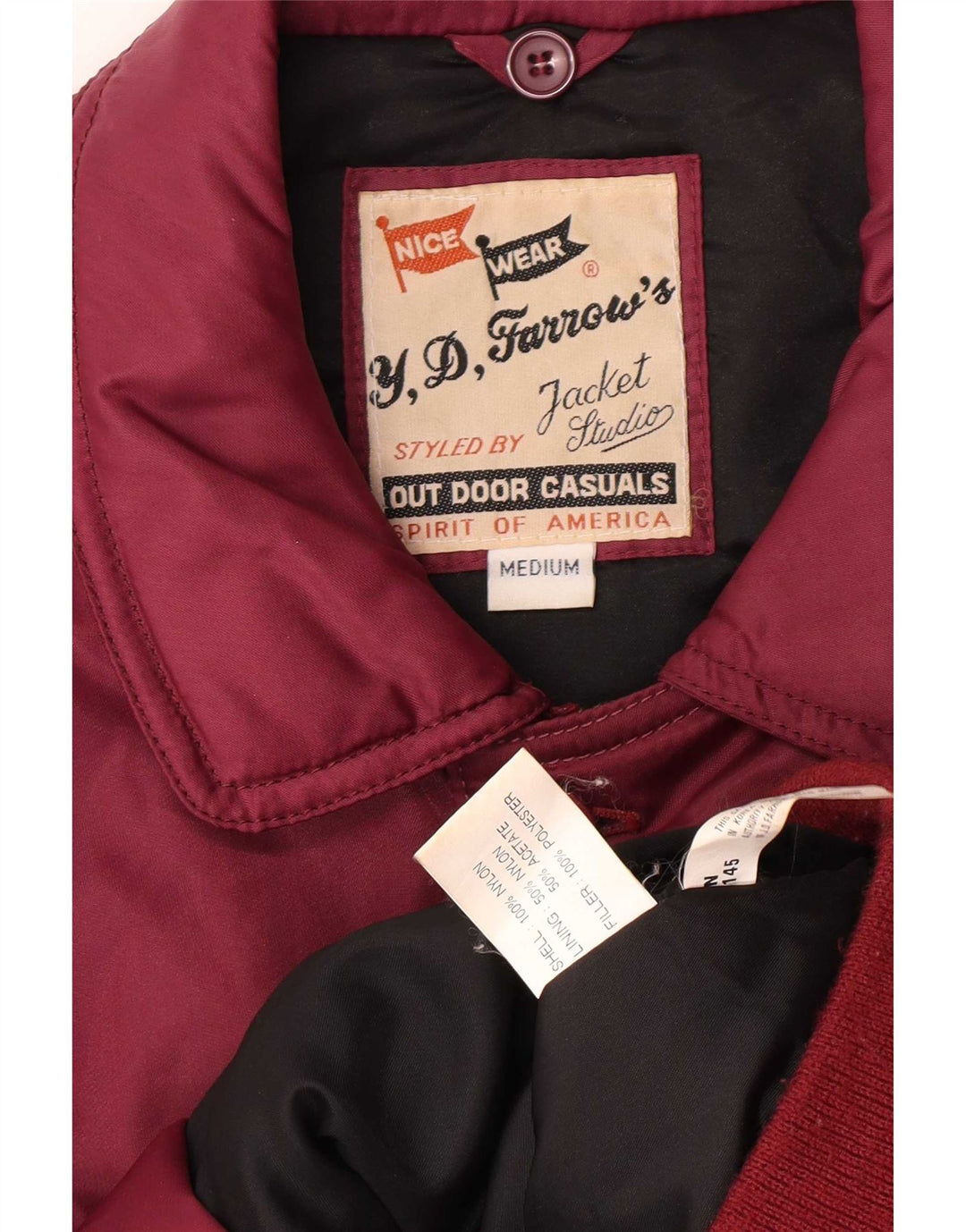 Jachetă Bomber Căptușită Vintage pentru bărbați Marea Britanie 38 Nylon mediu Burgundy