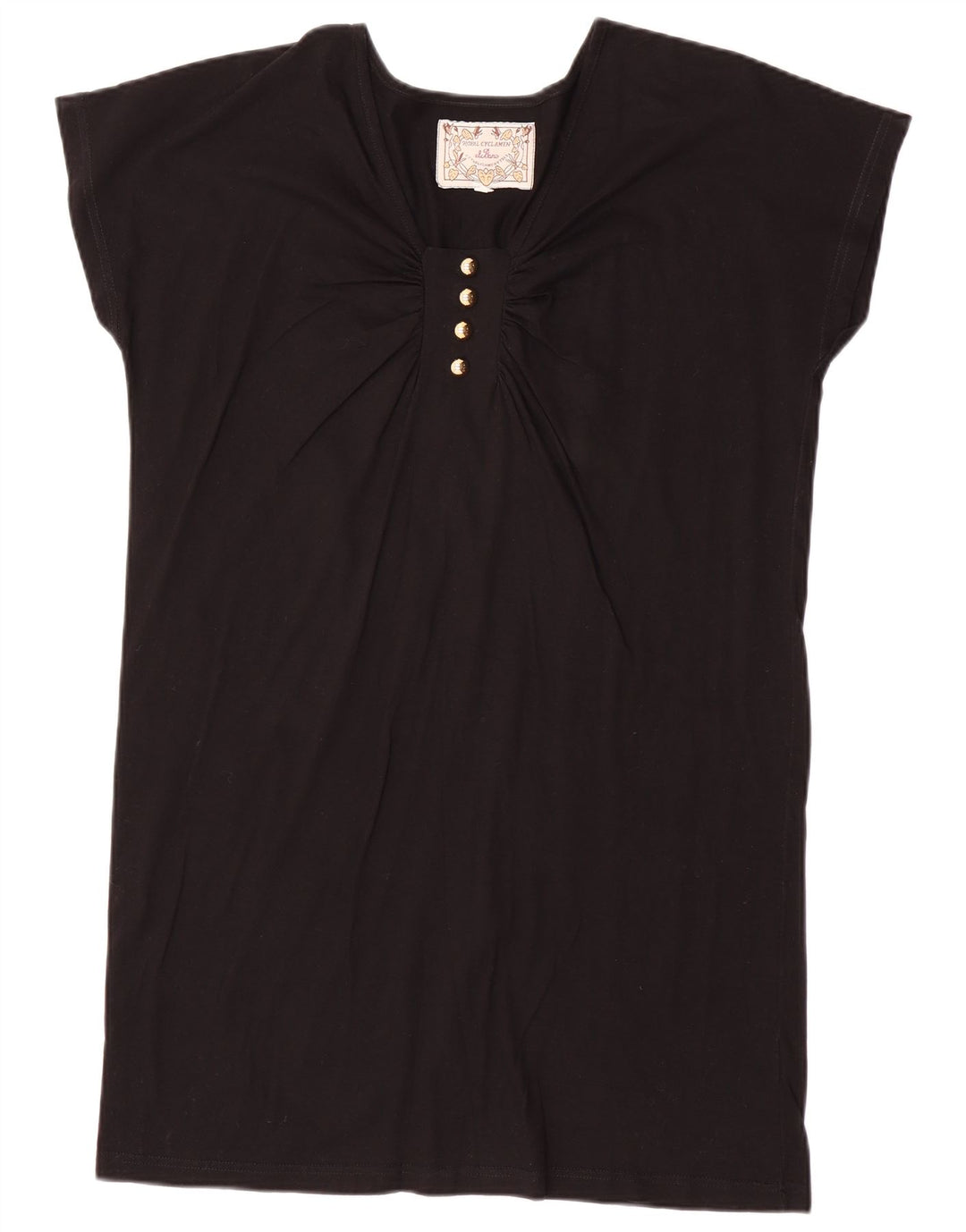 Rochie tunică vintage pentru femei UK 14 bumbac mediu negru