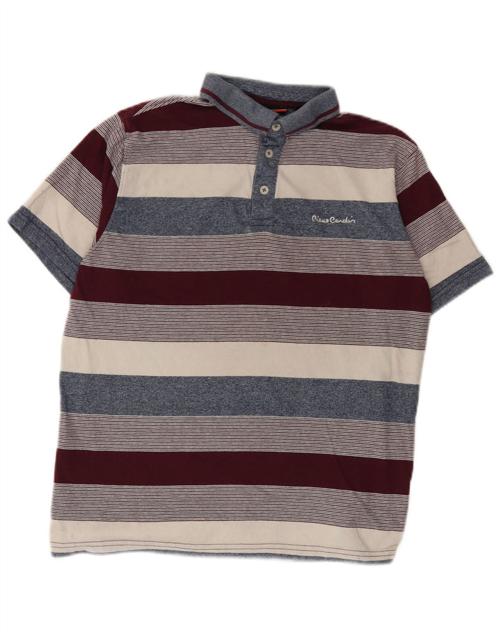 Cămașă polo Pierre Cardin pentru bărbați, bumbac cu dungi multicolore medii