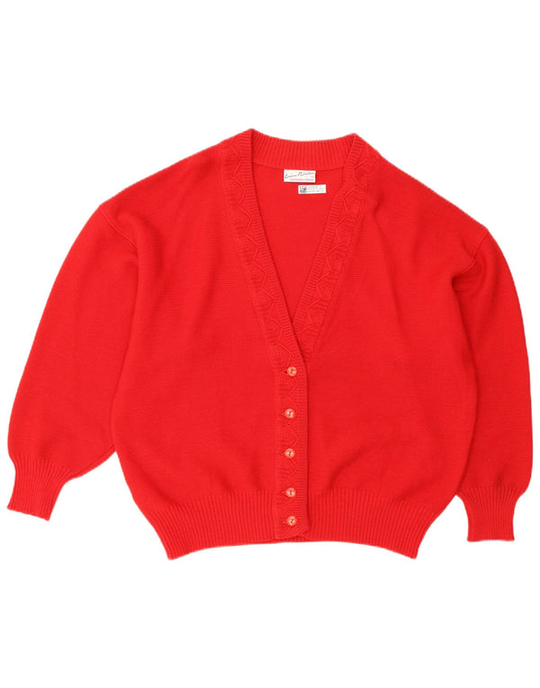 Pulover Cardigan Vintage pentru Damă EU 44 XL Lână Roșie