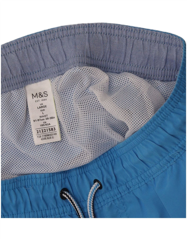 Pantaloni scurți de înot obișnuiți pentru bărbați Marks & Spencer, mari, albastru, poliester