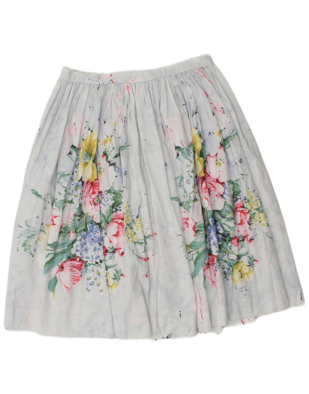 Fustă A-Line plisată Vintage pentru femei W30 Medium White Floral