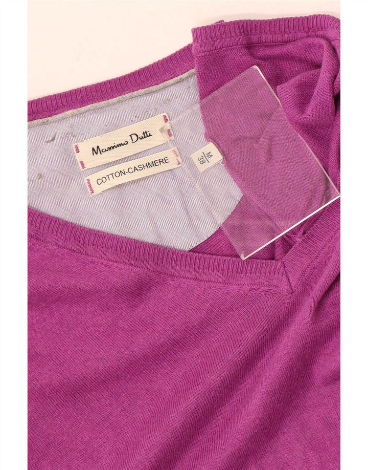 Pulover Massimo Dutti pentru bărbați, cu decolteu în V, din bumbac violet mediu